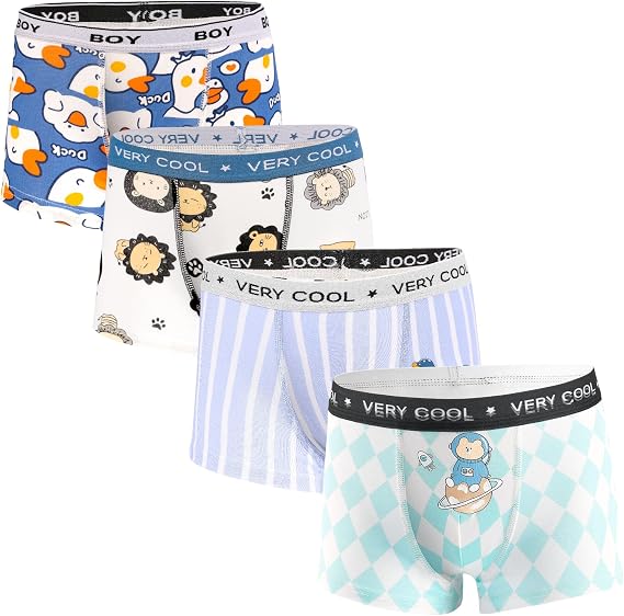 GRPSKCOS Boys Underwear, Toddler Kids Boxer Briefs 4 Pack Soft Cotton Dinosaur Boys Underwear 2-10 Years