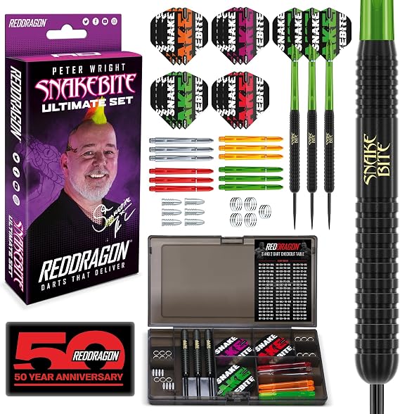 RED Dragon Peter Wright Snakebite Brass Darts Sets