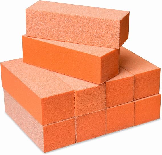 Durable Nail Buffer Sanding Block 60/100 Grit Orange Buffer for Buffing File Acrylic Polygel Artificial Dip System Fingernails, Pedicure Tool 10 Pieces
