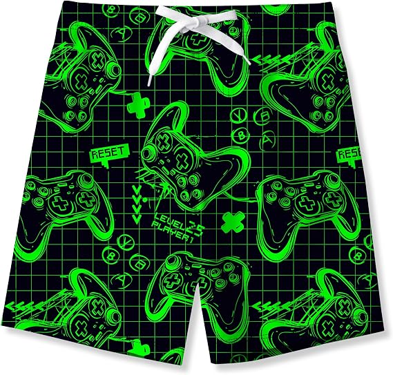 Idgreatim Boys Swim Trunks Quick Dry Shorts with Mesh Liner Size 6-14