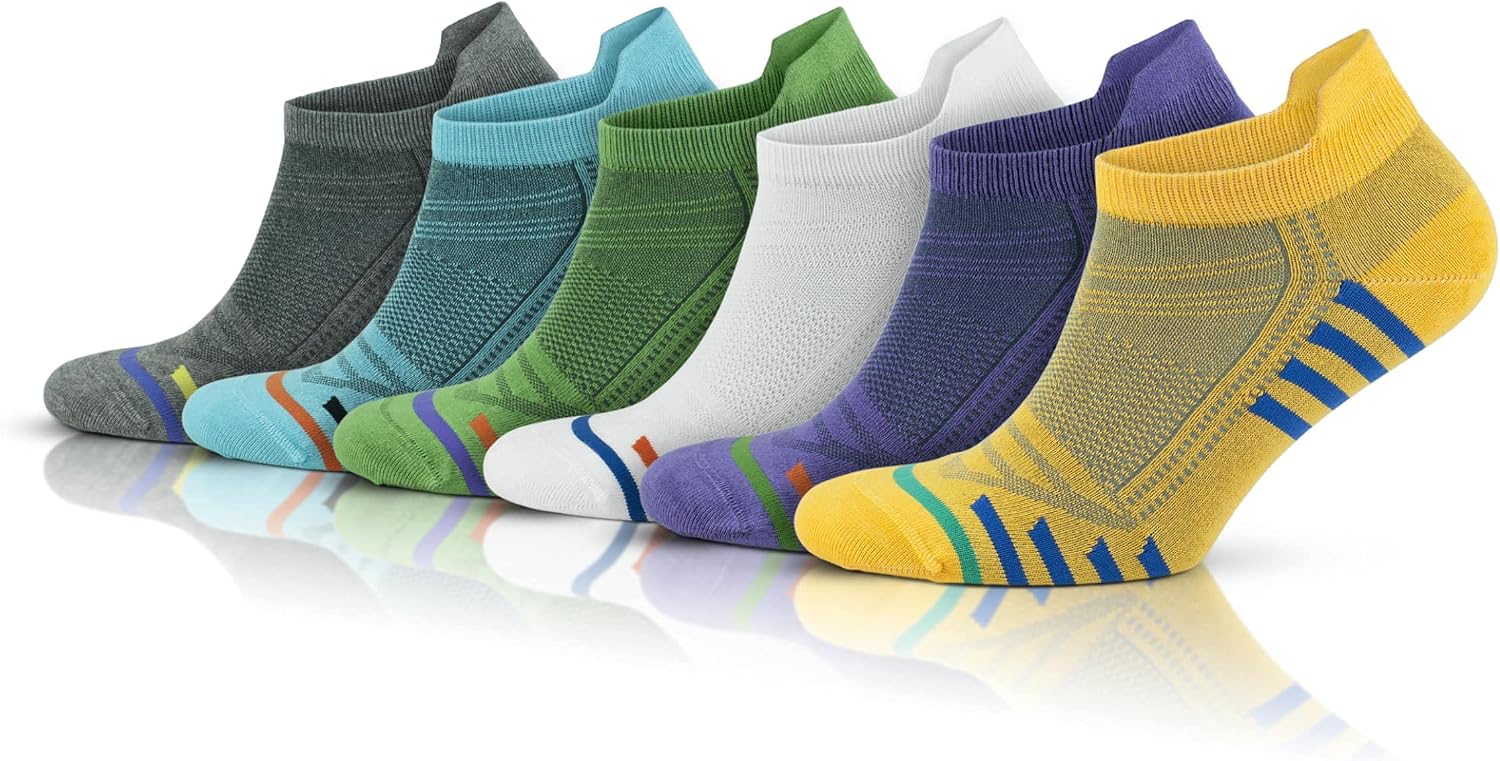 GoWith 3-Piece-6 Bamboo Color Pattern Reinforced Wash Gift Box Seamless Rickshaw Short Walking Running Sports Performance Booties Womens Socks