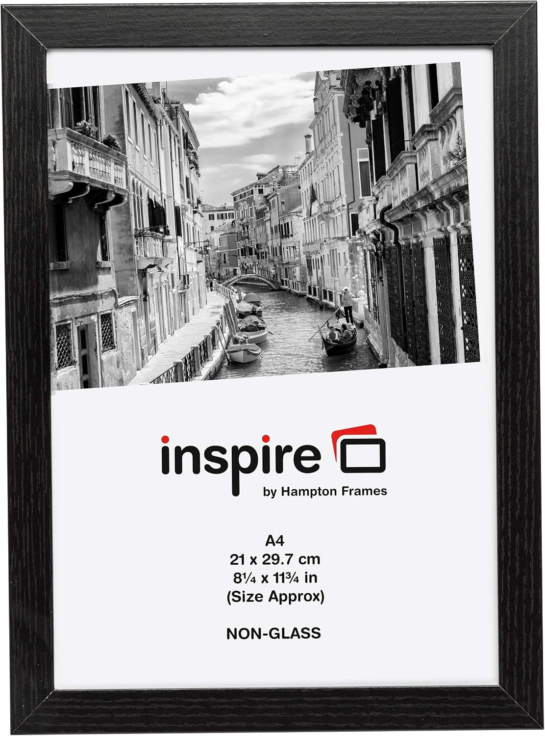 Hampton Frames | Photo Frame | A4 21x30cm, Black, Rectangular, Acrylic Front | Tabletop or Wall Mount, Portrait or Landscape Display | Holds Certificates and Photos