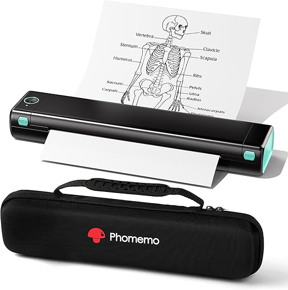 Phomemo M08F Inkless Thermal Portable Printer with Case - 8.5 x 11, Black