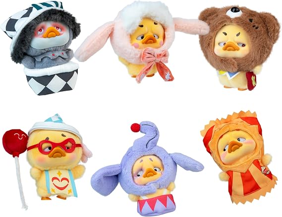 ORB Official Upset Duck Blind Box Plush Figurine with Keychain Attachment - Circus Series - Collectible Plush Duck Figure with Outfit - 1 of 7 Possible Figures (1 Rare Figure) to Collect in Each Box
