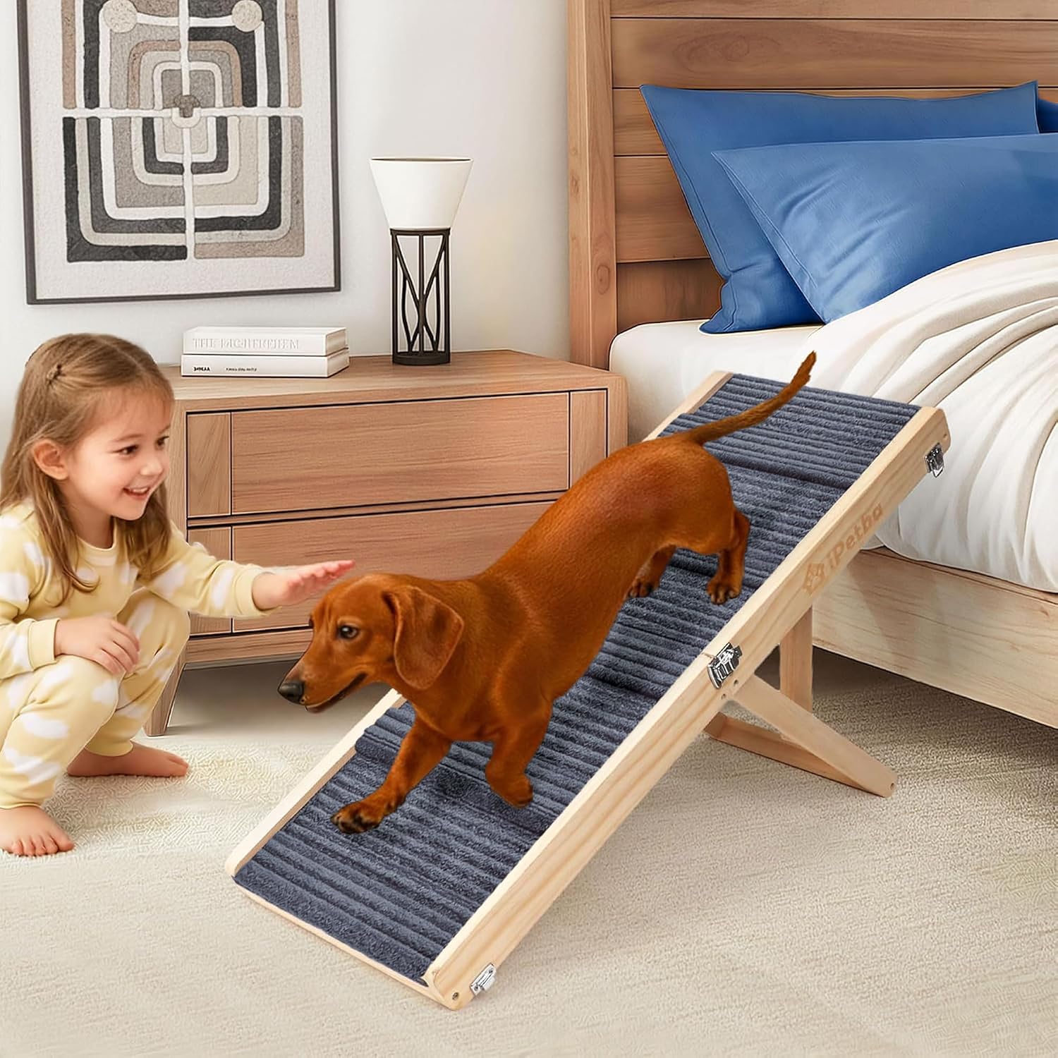 Dog Ramp for Sofa for Small Dogs - Joint-friendly, Anti-Slip, Folding, Adjustable, Portable, Up to 35 lbs