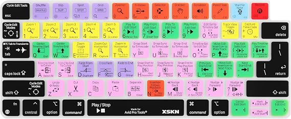 XSKN AVID Pro Tools Shortcuts Silicone Keyboard Cover Skin for Apple 2021 Released iMac Magic Keyboard with Touch ID A2449 with Lock Key A2450 Keyboard EU US Common Version