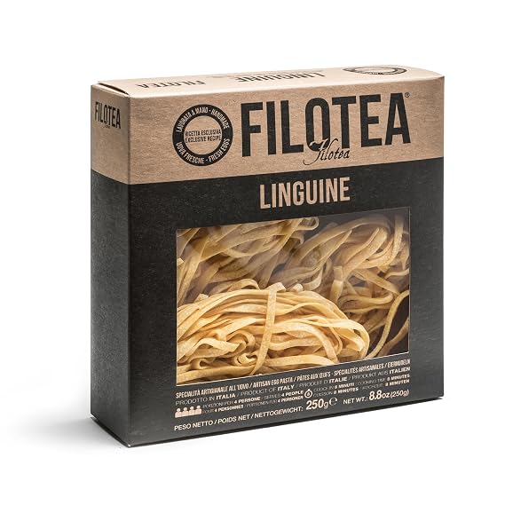 Filotea Linguine Skeins Artisan Italian Egg Pasta 250g Traditional Egg Linguine Made with Durum Wheat Semolina & Eggs Handcrafted Authentic Premium Gourmet Slow Dried Pasta Made in Italy