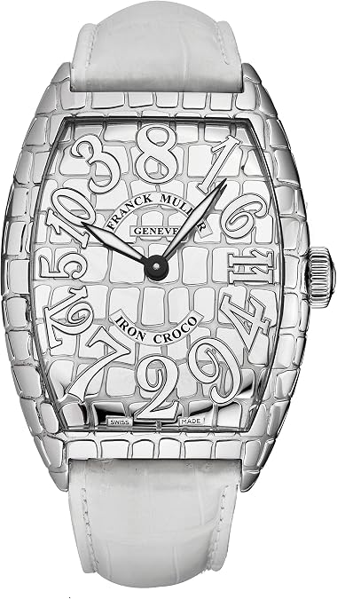 Franck Muller Men's 8880CHIRCRACWH 'Casablanca' Iron Croco Dial Crazy Hour White Strap Swiss Automatic Watch