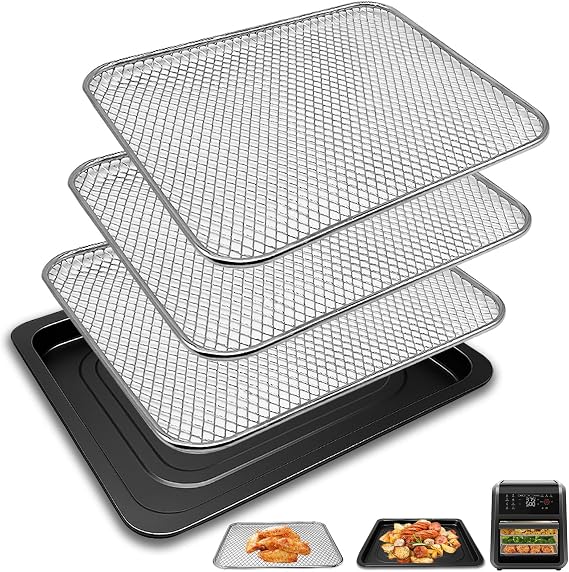 Air Fryer Replacement Parts for Chefman 12 Quart 6 In 1 digital Countertop Convection Oven, Air Fryer Drip Tray Grill Pan Grill Plate Crisper Plate Accessories Tray Rack