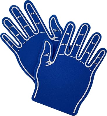 FUNSTITUTION Giant Clapping Foam Hand for All Occasions - 2 Pcs Cheerleading Giant High Five Foam Fingers for Sports Exciting Vibrant Colors Use Celebration Pom Poms Great for Sporting Events Blue