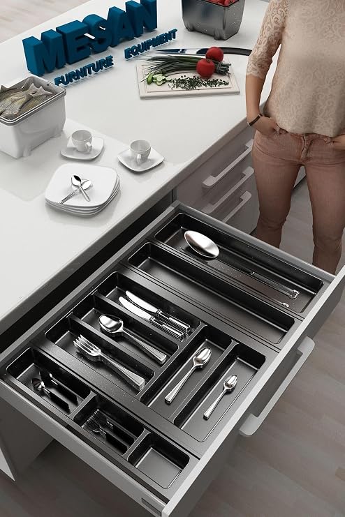 tify Kitchen Drawer Inside Organizer, Spoon Holder 64Cm X 48Cm Sides And Can Be Cut From Length 4Cm, Anthracite