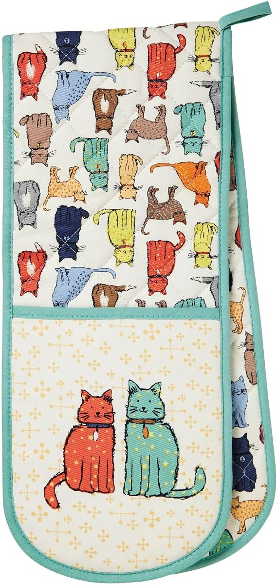 Ulster Weavers Double Oven Glove - Heat Resistant, 100% Cotton & Polyester, Machine Washable - Perfect for Cooking, Baking and Serving, Animal Theme, Woolly Sheep, Green