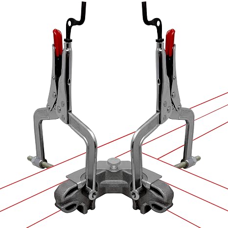 Strong Hand Tools PT634 90 Fixed JointMaster with Edge Alignment Retractable Plate, Angle Clamping Tool, V-Grooves, 3" Throat Depth, 2 Pairs Of Pliers