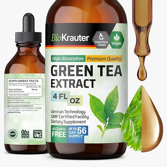 Green Tea Extract, Natural Antioxidant & Immune Support, 4 Oz | Liquid Pure Vegan Green Tea Supplement, 56-Day Supply, Used for Daily Wellness