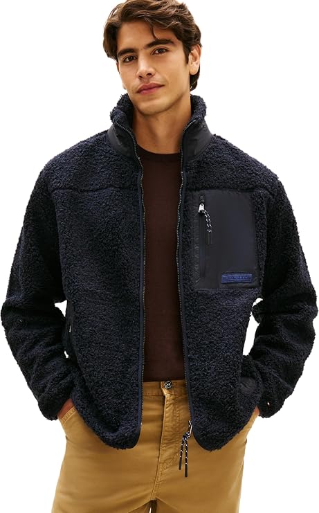 Tommy Hilfiger Men's Teddy Fleece Zip Through Mw0mw40420 Zip Through Sweatshirt (pack of 1)