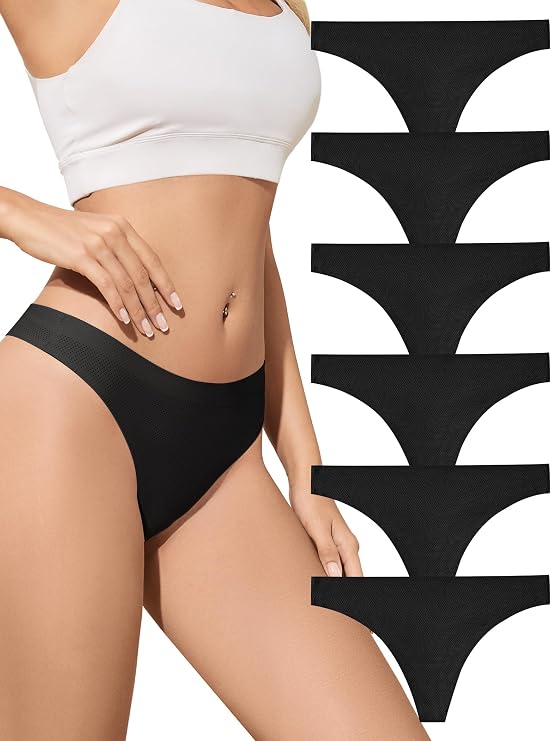 ANSUKOO Seamless Knickers Women 6 Pack,No VPL Breathable Thongs Underwear