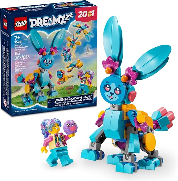 LEGO DREAMZzz Bunchu's Creative Animal Adventures - Fantasy Bunny Toy for Kids, Boys and Girls, Ages 7+ 20 Building Options - Building Set with Izzie Minifigure - Gift Idea for Birthdays - 71488