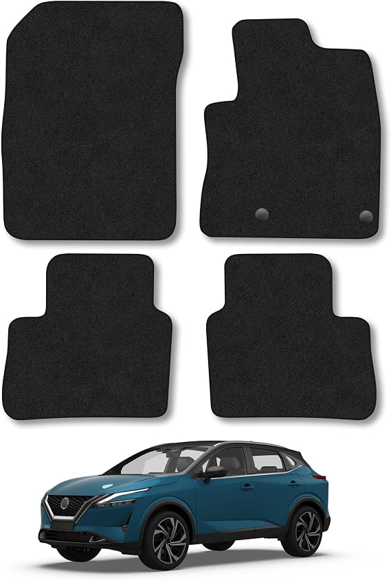 Nissan Qashqai (2021+) [Mild Hybrid] Carpet Car Mats | Black Edge Trim Tailored Fit Floor Mats Full Coverage Protection Accessories Easy Clean Anti Slip Made in the UK