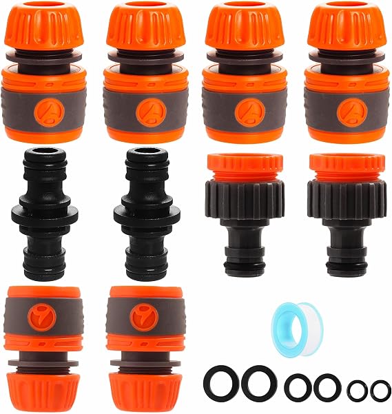 Garden Hose Pipe Connectors and Fittings Set - Outside Garden Hose Tap Connector Hose Pipe Connector, Hosepipe Connectors to Outdoor Tap Connectors Adapter for Taps G 3/4" and 1/2" inch