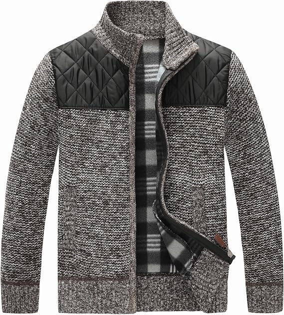 Lamgool Boys Cardigan Sweater Full Zip Knitted Thicken Coat with Soft Fleece Lining for Fall Winter