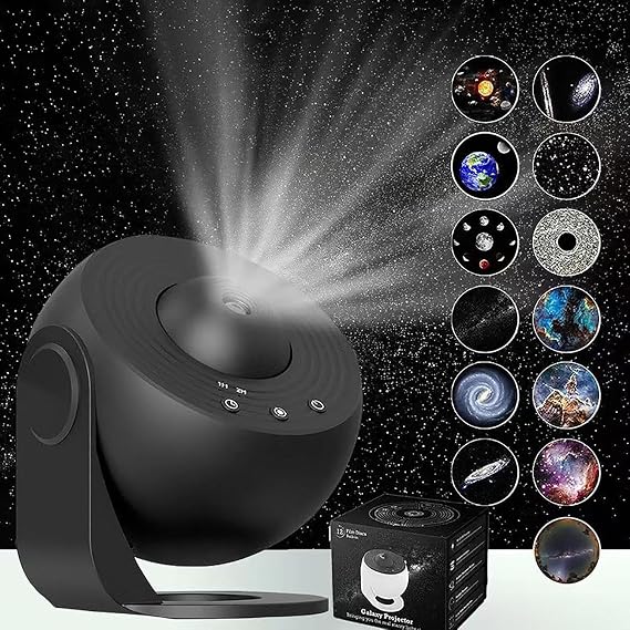 Globing Gunong Night Light, Globing Gunong Universe Projector, Wallfree Skylight Projector, Galaxy Projector, HD Image Star Projector, 12 in 1 Night Light Galaxy Projector 360° Rotate (Black) [Energy Class A]