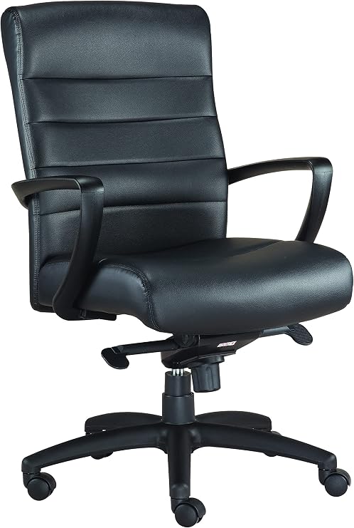 Eurotech Seating Manchester Mid Back Leather Chair, Black