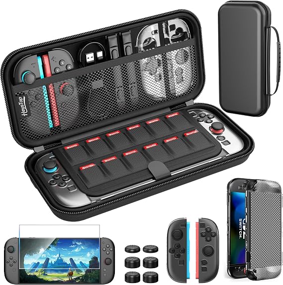 HEYSTOP Case for Nintendo Switch 2, Protective Carrying Case Set with PC Switch 2 Cover and TPU Grip Cover for Switch 2 Controller, Large Capacity Storage Design for Nintendo Switch 2 Accessories