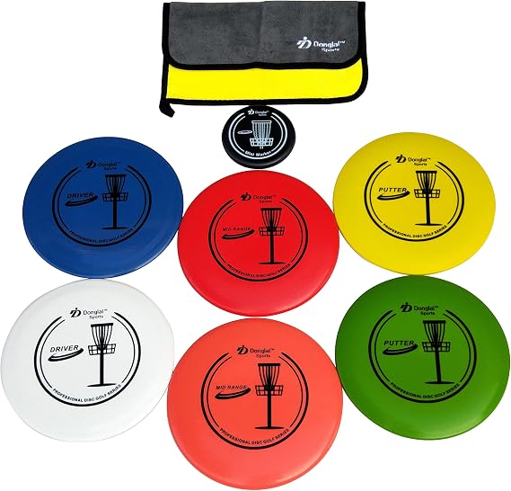 Disc Golf Starter Set with 2pcs Driver, 2pcs Mid-Range, 2pcs Putter, 1pc mini Marker and Towel, Without Bag