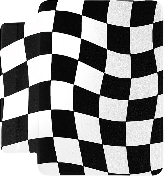 SESENSE Magnetic Replacement Cover for 7'' Kindle Paperwhite 12th Gen 2024 and Kindle Colorsoft Signature Edition, Auto Wake/Sleep (Cover Only), Black and White Checkerboard