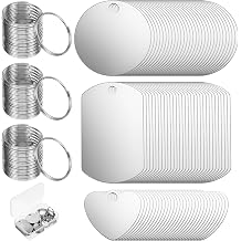 DOPENSPI 24 Pcs Stainless Steel Stamping Blanks Tag Pendants, Silver Metal Engraving Blank Tags Pendants with 24 Key Rings for Jewelry Keychain DIY Crafts