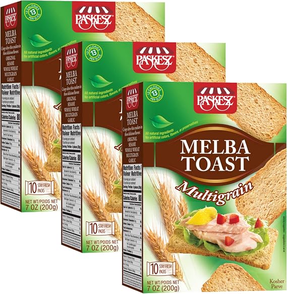 Melba Toast Flatbread Toast Crackers, Multigrain, 7 Oz, Pack of 3