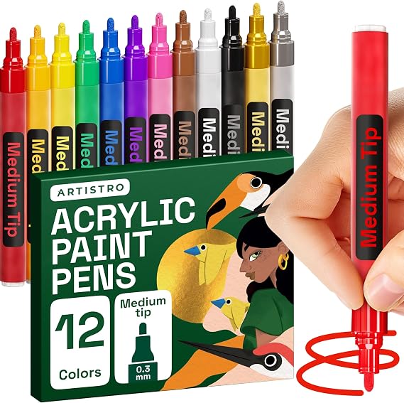 ARTISTRO 12 Acrylic Paint Markers, Set of Paint pens