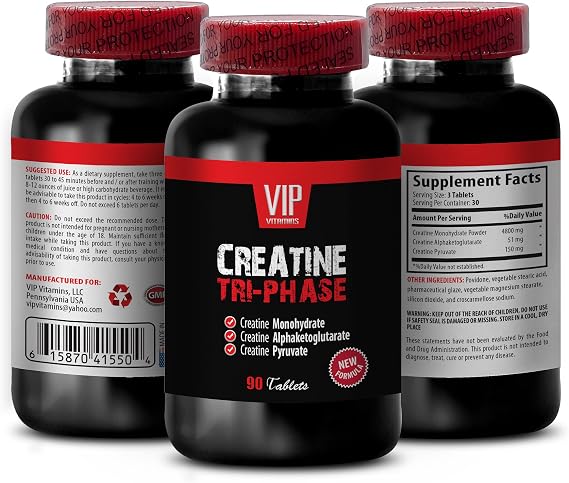 Muscle gain for Women - CREATINE TRI-Phase - creatine Pills, Creatine Monohydrate, Creatine Alphaketoglutarate, Creatine Pyruvate, creatine Pills for Muscle gain, creatine - 1B 90 Tablets