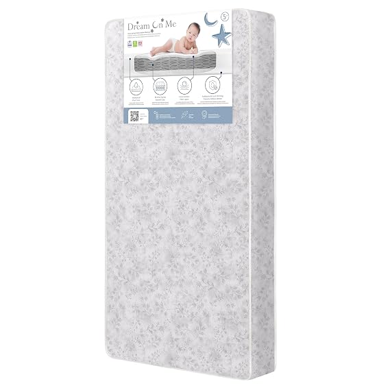 Dream On Me Twinkle Baby Crib Mattress, Reversible, Both Sides Usable for Infant & Toddler, Waterproof Cover, GREENGUARD Gold & BSA Certified, Fits Full-Size Crib & Toddler Beds, 52" x 28" x 5"