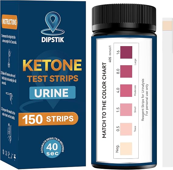DIPSTIK Ketone Test Strips, 150 Strips Keto Strips Urine Test | for Ketosis Home Quick and Reliable Results