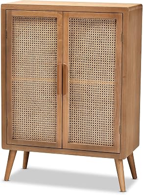 Baxton Studio Alina 44.29-inch High 2-Shelf Storage Cabinet, Medium Oak