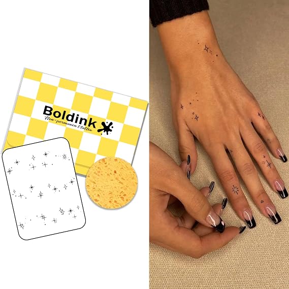 Stars Semi Permanent Tattoos for Adults Realistic Fake Tattoo Waterproof | Temporary Tattoos,Lasts 7-15 Days,No Adhesive,No Reflection,Party,Festival,Gifts,Daily Wear