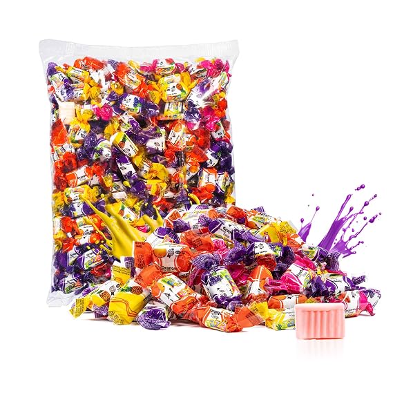 Zaza Chewy Candy, Assorted Fruit Variety Pack, 2.2lb Bulk, Party Favors | Sour green apple, orange, pineapple, grape, strawberry chewy candy - individually wrapped, great for kids and party favors.