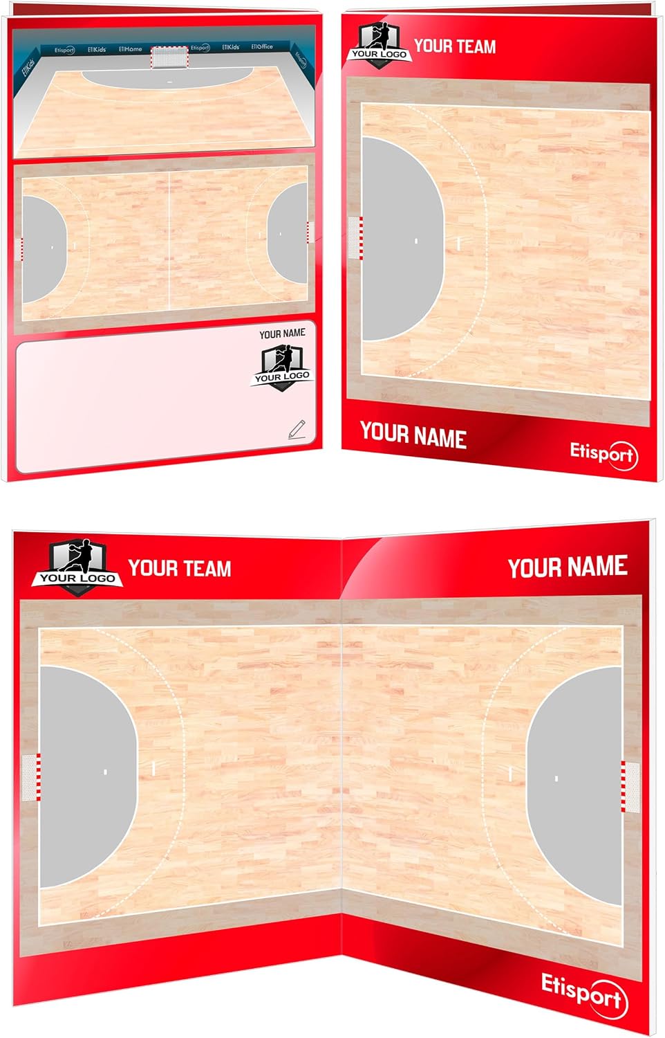 Tactical Handball Trainer Whiteboard Double-Sided Suitable for Dry Erase Marker Pen PERZONALIZED with Color, Crest or Logo, Name and Club