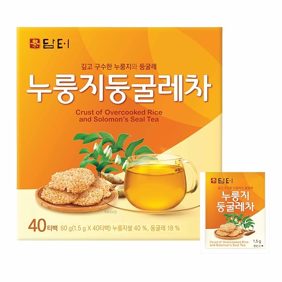 Damtuh Korean Roasted Rice Tea Bags with Solomon's Seal, 40 Count | Nutty, Toasty; Crust of overcooked rice, Scorched rice, Brown rice; Individually wrapped