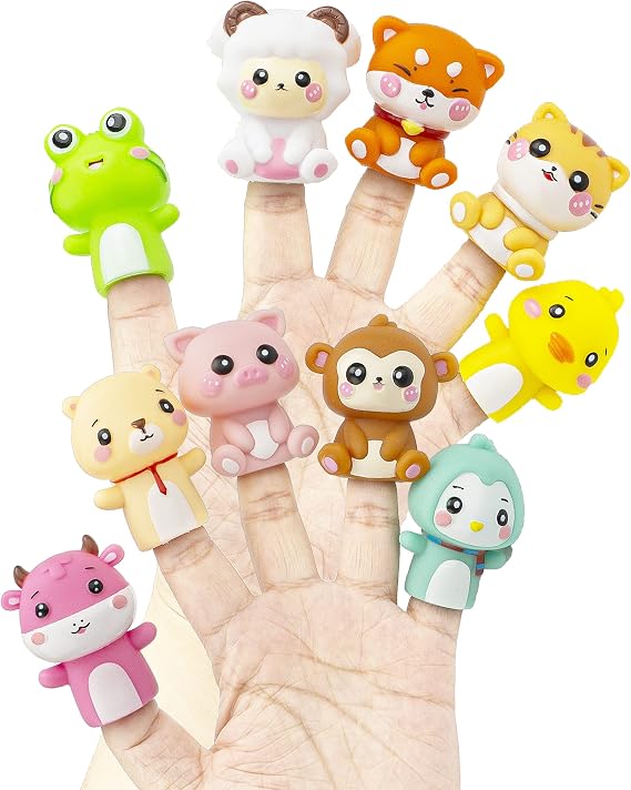 Animal Finger Puppets, Funny Toys for Stories and Gifts, 10 Pieces