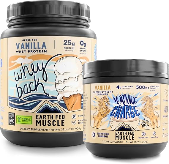 Earth Fed Muscle Vanilla GrassFed Whey & Morning Charge Supernutrient Creamer