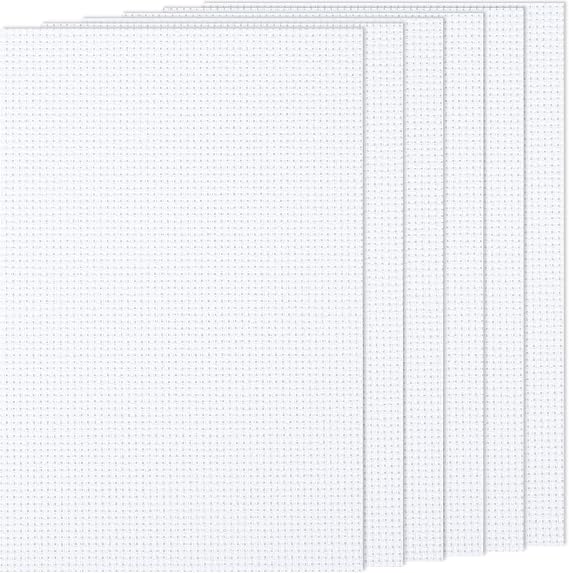 6 PCS Cross Stitch Aida Fabric 14 Count, 18 by 12 Inch, Classic Reserve Cross Stitch Aida Cloth for Home DIY Embroidery Decoration, White
