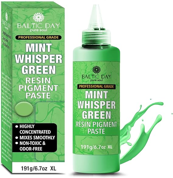 Mint Whisper Green Epoxy Resin Pigment Paste XL (191g / 6.7oz) High Concentration Opaque Epoxy Dye & Coloring Paste for Resin Art, Jewelry Making, Tumblers, River Tables Mica Powder Alternative