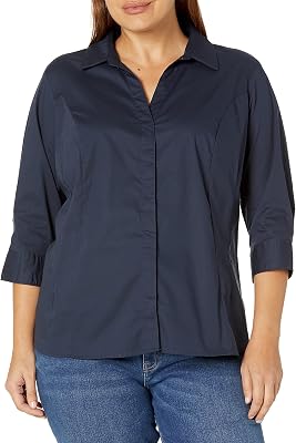 Riders by Lee Indigo Womens Plus Size Easy Care 34 Sleeve Woven Shirt