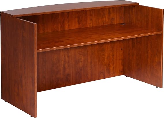 Boss Office Products 71 W by 30/36 D by 42 H Reception Desk, Cherry,#34;30""d x 71""w x 42""h" (N169-C)
