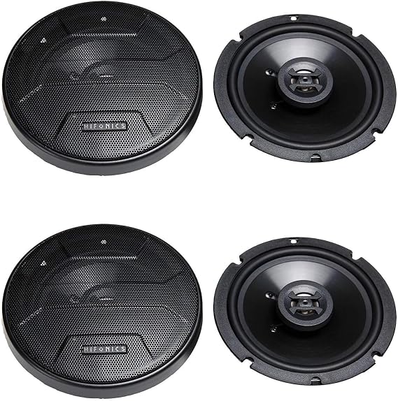 Hifonics 2 Pack Zeus ZS65CXS 6.5 Inch 3-Way Shallow Mount Coaxial Car Audio Speakers, 300W Peak, 50W RMS, Neo-Mylar Tweeters, Rubber Surround, Black