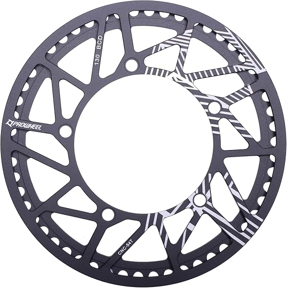 PROWHEEL Universal Bike Chainring,52T/54T/56T/58T/60T BCD 130mm CNC Laser Engraving Bike Chainring with Chain Guard for 6 to 12 Speed MTB,EBike,Road Bike,City Bike,Folding Bike,Cargo