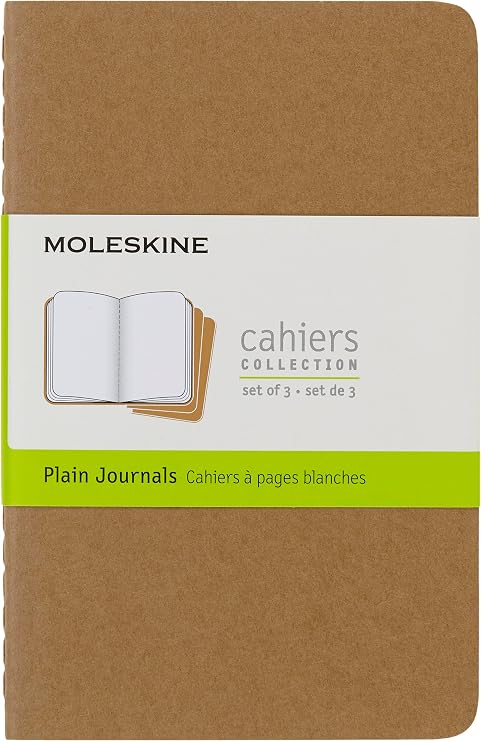 Moleskine Cahier Journal (Set of 3), Pocket, Plain, Kraft Brown, Soft Cover (3.5 x 5.5): set of 3 Plain Journals