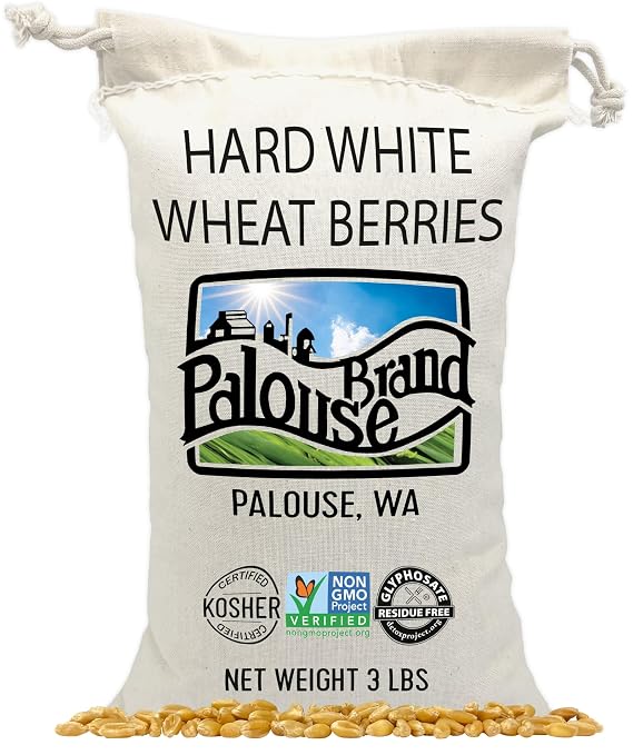 Palouse Brand Certified Glyphosate Residue Free Hard White Wheat Berries | 3 lbs | Non-GMO Project Verified | Kosher